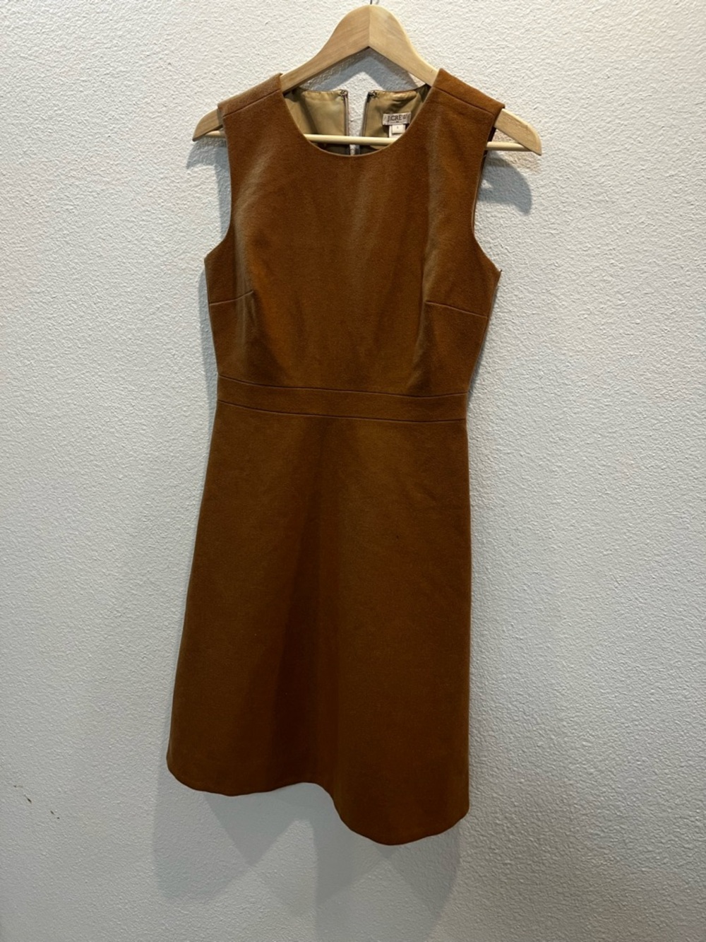 J. Crew Sleeveless Midi Dress in Warm Brown 70% wool